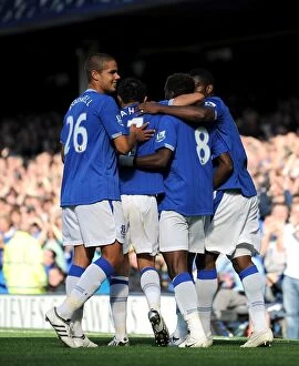Images Dated 20th September 2009: Everton's Louis Saha Scores First Goal Against Blackburn Rovers at Goodison Park - Premier League