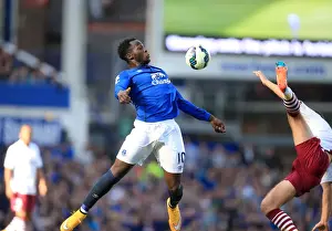 Everton's Lukaku in Action: Everton FC vs Aston Villa, Barclays Premier League, Goodison Park (Peter Byrne/PA Wire)