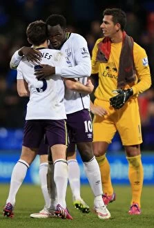 Images Dated 31st January 2015: Everton's Lukaku and Baines Celebrate Hard-Fought Victory over Crystal Palace in Premier League