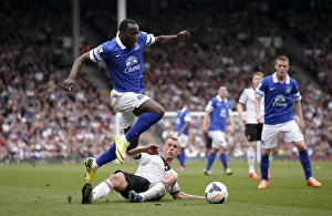 Fulham 1 V Everton 3 : Craven Cottage : 30-03-2014 Prints: Everton's Lukaku Leaps Past Sidwell: Everton 3-1 Fulham (30-03-2014)