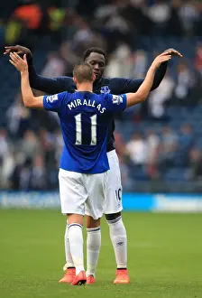 West Bromwich Albion V Everton - The Hawthorns Prints: Everton's Lukaku and Mirallas: Premier League Victory Celebration vs