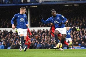 Images Dated 22nd February 2015: Everton's Lukaku Scores Stunner at Goodison Park Against Leicester City in Premier League