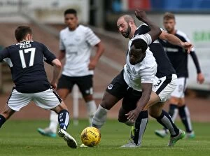 Images Dated 28th July 2015: Everton's Lukaku Tackled by Harkins in Pre-Season Clash at Dens Park