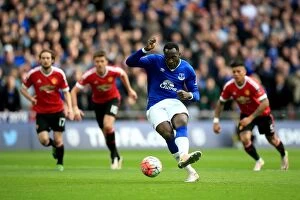 Images Dated 23rd April 2016: Everton's Lukaku Takes Penalty at Emirates FA Cup Semi-Final vs Manchester United at Wembley Stadium