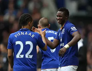 09 April 2012 V Sunderland, Goodison Park Prints: Everton's Magaye Gueye and Steven Pienaar: Celebrating Their First Goal Together Against Sunderland (April 9)