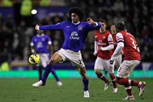 Everton 1 V Arsenal 1 : Goodison Park : 28-11-2012 Prints: Everton's Marouane Fellaini Battles It Out in the 1-1 Stalemate: Everton vs