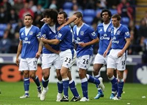 Images Dated 25th October 2009: Everton's Marouane Fellaini Scores and Celebrates His Second Goal Against Bolton Wanderers in