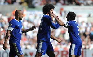 Swansea City 0 V Everton 3 : Liberty Stadium : 22-09-2012 Prints: Everton's Marouane Fellaini Scores Third Goal in Swansea City Rout (22-09-2012)