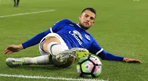 Soccer Football Prints: Everton's Mirallas Retains Possession Amidst Premier League Clash Against Watford at Goodison Park