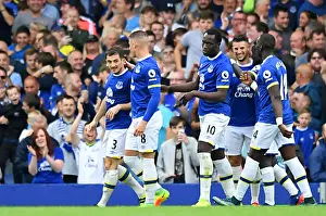 Everton's Misfortune: Leighton Baines and Ross Barkley Celebrate Shay Given's Own Goal vs. Stoke City