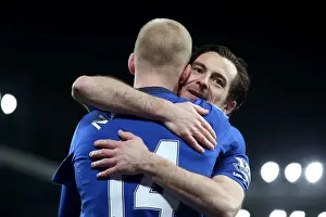 Everton V Queens Park Rangers - Goodison Park Prints: Everton's Naismith and Baines: Triumphant Third Goal Celebration vs