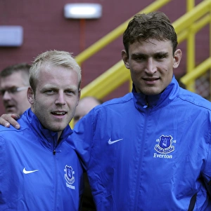 Pre-Season Friendly - Dundee United V Everton - Tannadice Park Prints: Everton's Naismith and Jelavic in Action: Pre-Season Friendly at Tannadice Park
