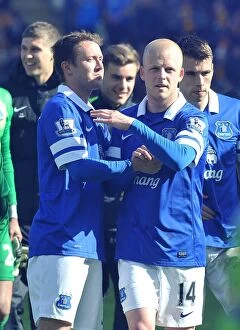Images Dated 11th May 2014: Everton's Naismith and McGeady Celebrate Victory over Hull City with Ecstatic Fans (11-05-2014)