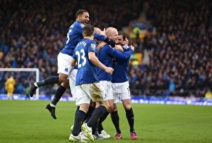 Images Dated 22nd February 2015: Everton's Naismith Scores First Goal: Everton 1-0 Leicester City (Barclays Premier League)