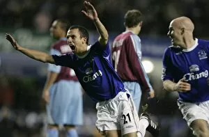 Everton v West Ham United Collection: Evertons Osman celebrates with Johnson after scoring during their English Premier League soccer mat
