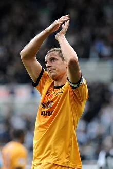 05 November 2011, Newcastle United v Everton Collection: Everton's Phil Jagielka Celebrates Newcastle Victory with Ecstatic Fans
