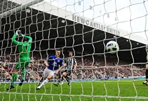 05 March 2011 Newcastle United V Everton Prints: Evertons Phil Jagielka scores their second goal during the Barclays Premier League match at St James Park