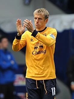 Images Dated 14th May 2011: Everton's Phil Neville Leads Final BPL Match at The Hawthorns vs. West Bromwich Albion (14 May 2011)