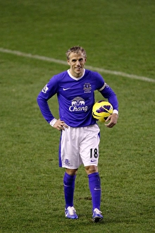 Everton 2 V Wigan Athletic 1 : Goodison Park : 26-12-2012 Prints: Everton's Phil Neville: Triumphant Reaction to Victory over Wigan Athletic (26-12-2012)