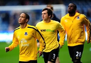 Images Dated 21st October 2012: Everton's Pienaar and Anichebe Refuse to Wear Anti-Racism Shirts Before Queens Park Rangers Match