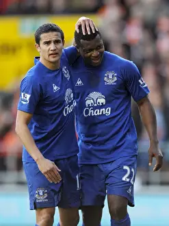 Everton's Power Duo: Tim Cahill and Yakubu in Action against Blackpool