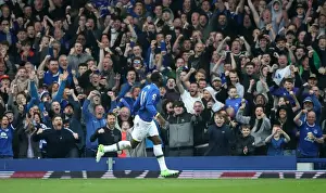 Everton's Romelu Lukaku Celebrates Scoring Four Goals vs. Leicester City (Premier League 2016-17, Everton v Leicester City, Goodison Park)