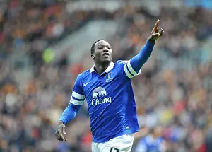 Hull City 0 V Everton 2 : KC Stadium : 11-05-2014 Prints: Everton's Romelu Lukaku: Double Delight as He Celebrates Second Goal Against Hull City (11-05-2014)