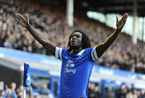 Everton 2 V Southampton 1 : Goodison Park : 29-12-2013 Prints: Everton's Romelu Lukaku: Double Delight as He Celebrates Second Goal Against Southampton (29-12-2013)
