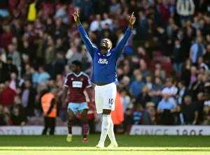 West Ham United V Everton - Upton Park Prints: Everton's Romelu Lukaku: Double Delight - Celebrating His Second Goal Against West Ham United in the Premier League