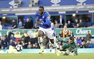 Images Dated 18th March 2017: Everton's Romelu Lukaku Scores Fourth Goal Against Hull City at Goodison Park