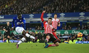 Framed Print : Everton's Romelu Lukaku Scores Third Goal Against Southampton at Goodison Park Framed Print : Everton's Romelu Lukaku Scores Third Goal Against Southampton at Goodison Park