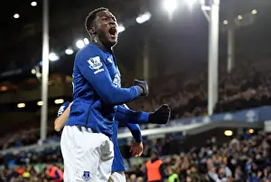 Framed Print : Everton's Romelu Lukaku: Thrilling Goal Celebration vs. Manchester City at Goodison Park Framed Print : Everton's Romelu Lukaku: Thrilling Goal Celebration vs. Manchester City at Goodison Park