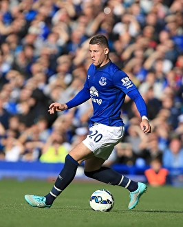 Everton's Ross Barkley in Action against Aston Villa, Barclays Premier League, Goodison Park