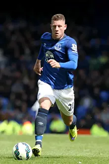 Football Full Length Ball Prints: Everton's Ross Barkley in Action: Thrilling Moments from Everton vs Sunderland at Goodison Park