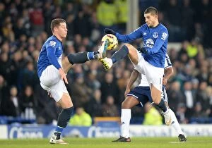 Images Dated 19th January 2015: Everton's Ross Barkley and Kevin Mirallas in Action: A Dynamic Duo at Goodison Park Against West