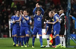 Images Dated 4th December 2013: Everton's Ross Barkley Salutes Fans: Manchester United 0-1 Everton (Old Trafford, December 4, 2013)