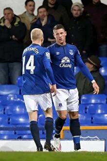 Images Dated 15th December 2014: Everton's Ross Barkley and Steven Naismith: United in Celebration after Scoring First Goal vs