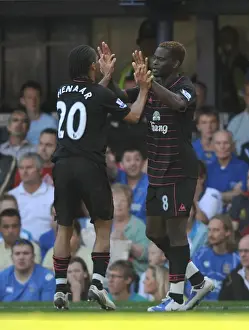 Evertonselection Prints: Everton's Saha and Pienaar