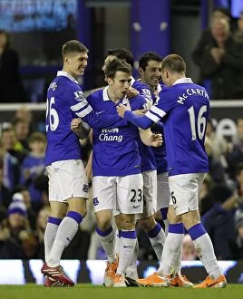 FA Cup : Round 3 : Everton 4 v Queens Park Rangers 0 : Goodison Park : 04-01-0214 Collection: Everton's Seamus Coleman Scores Fourth Goal: FA Cup Victory over Queens Park Rangers (4-0)