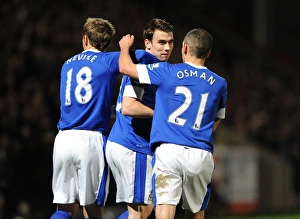 FA Cup Prints: Everton's Seamus Coleman and Teams Thrilling FA Cup Triumph Over Cheltenham Town: A Memorable Celebration