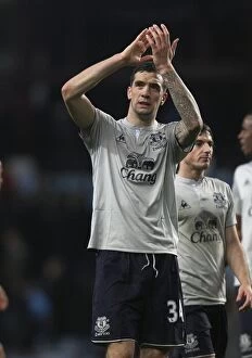 Images Dated 14th January 2012: Everton's Shane Duffy in Action: Premier League Rivalry vs. Aston Villa (14 January 2012)