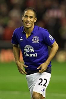 Images Dated 13th March 2012: Everton's Steven Pienaar in the Heat of the Merseyside Derby: Everton vs