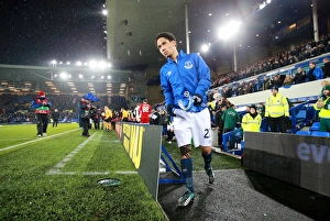 Framed Print : Everton's Steven Pienaar Leads Team Out in UEFA Europa League Clash vs FK Krasnodar at Goodison Park