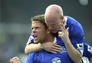 Everton's Strike Duo in Glory: Beattie and Johnson Celebrate