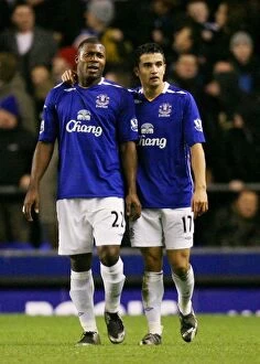 Images Dated 29th December 2007: Everton's Tim Cahill and Yakubu: Unforgettable Goal Celebration vs. Arsenal (07/08 Premier League)