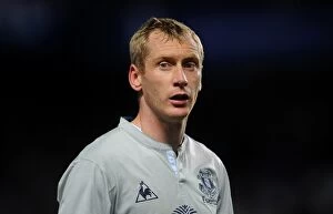 Images Dated 15th October 2011: Everton's Tony Hibbert in Intense Face-Off against Chelsea at Stamford Bridge (2011)