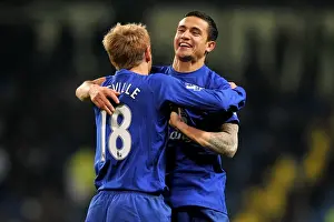 20 December 2010 Manchester City V Everton Prints: Everton's Triumph: Cahill and Neville's Victory Dance vs. Manchester City (2010)