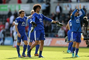 Swansea City 0 V Everton 3 : Liberty Stadium : 22-09-2012 Prints: Everton's Triumph: Fellaini and Team-Mates Celebrate 3-0 Victory Over Swansea City (BPL 2012)