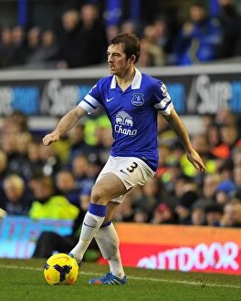 Images Dated 1st February 2014: Everton's Triumph: Leighton Baines in Action at Goodison Park vs. Aston Villa (01-02-2014)