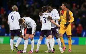 Framed Print : Everton's Triumph: Lukaku and Baines in Unified Victory Celebration at Selhurst Park